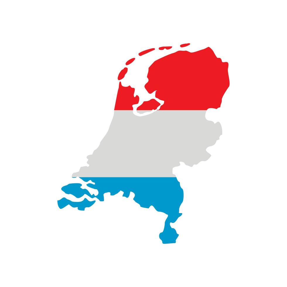 mapa da Holanda no ícone de cores da bandeira holandesa vetor