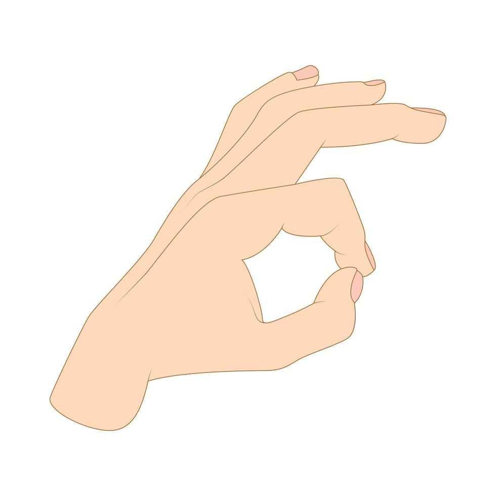 ícone do símbolo de mão ok, estilo cartoon vetor