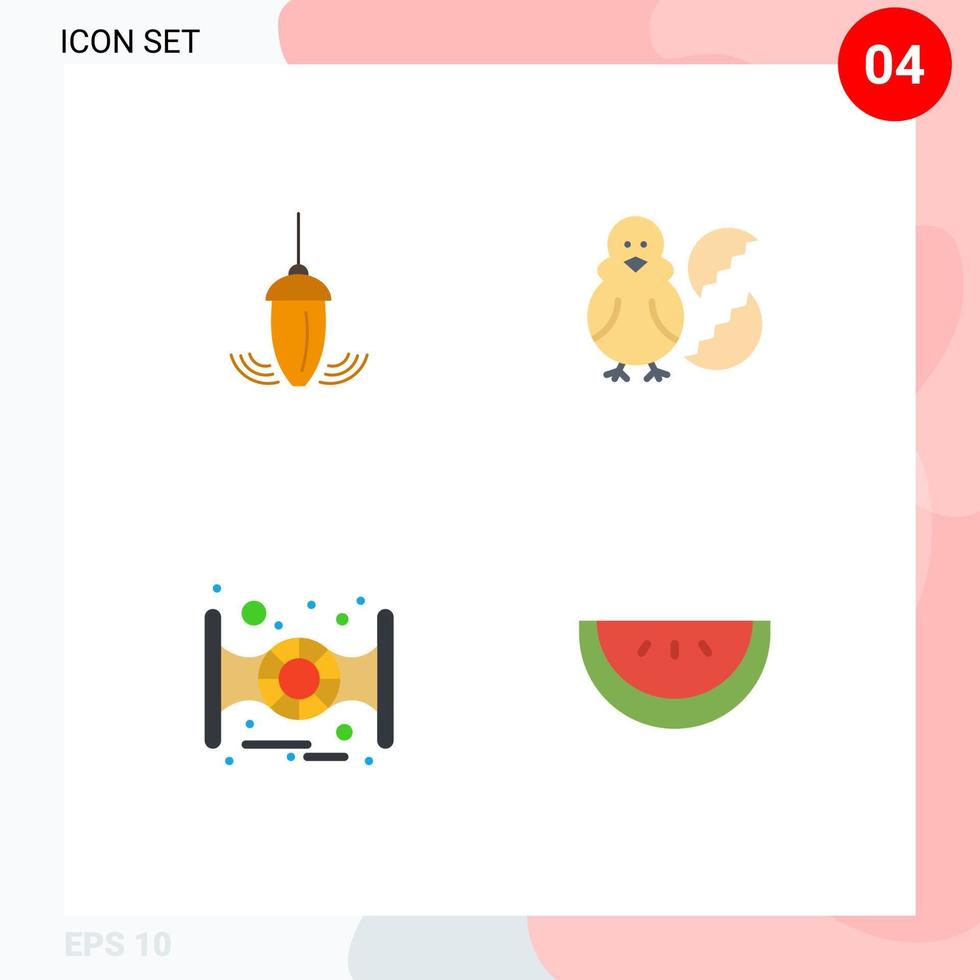pacote de ícones planos de 4 símbolos universais de elementos de design de vetores editáveis de nave espacial de frango plumb feliz chumbada
