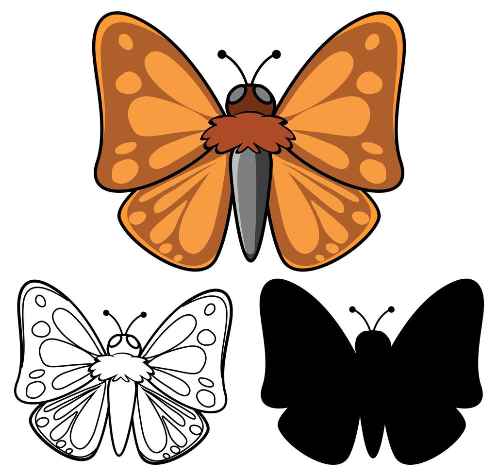 conjunto de desenho de borboleta vetor