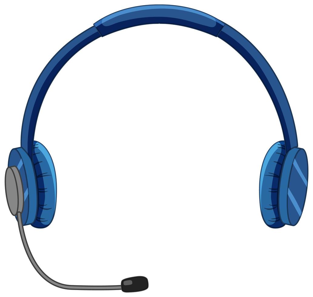 fone de ouvido azul em estilo cartoon, isolado no fundo branco vetor