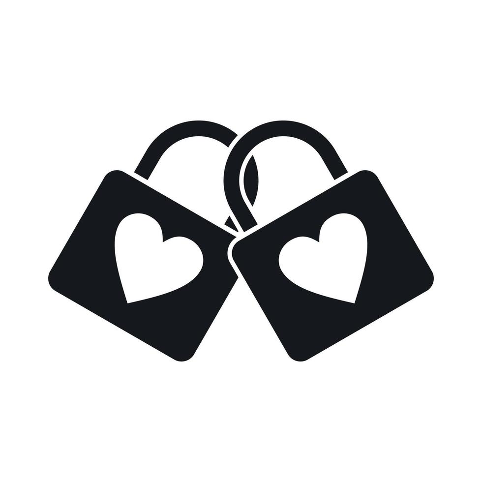 dois cadeados trancados com ícone de corações, estilo simples vetor