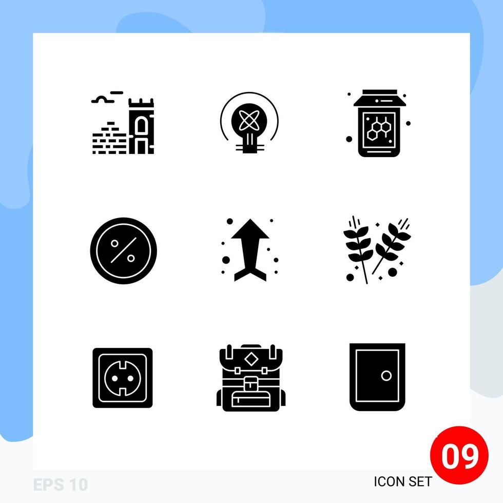 conjunto de 9 sinais de símbolos de ícones de interface do usuário modernos para setas mercado de frutas on-line e elementos de design de vetores editáveis
