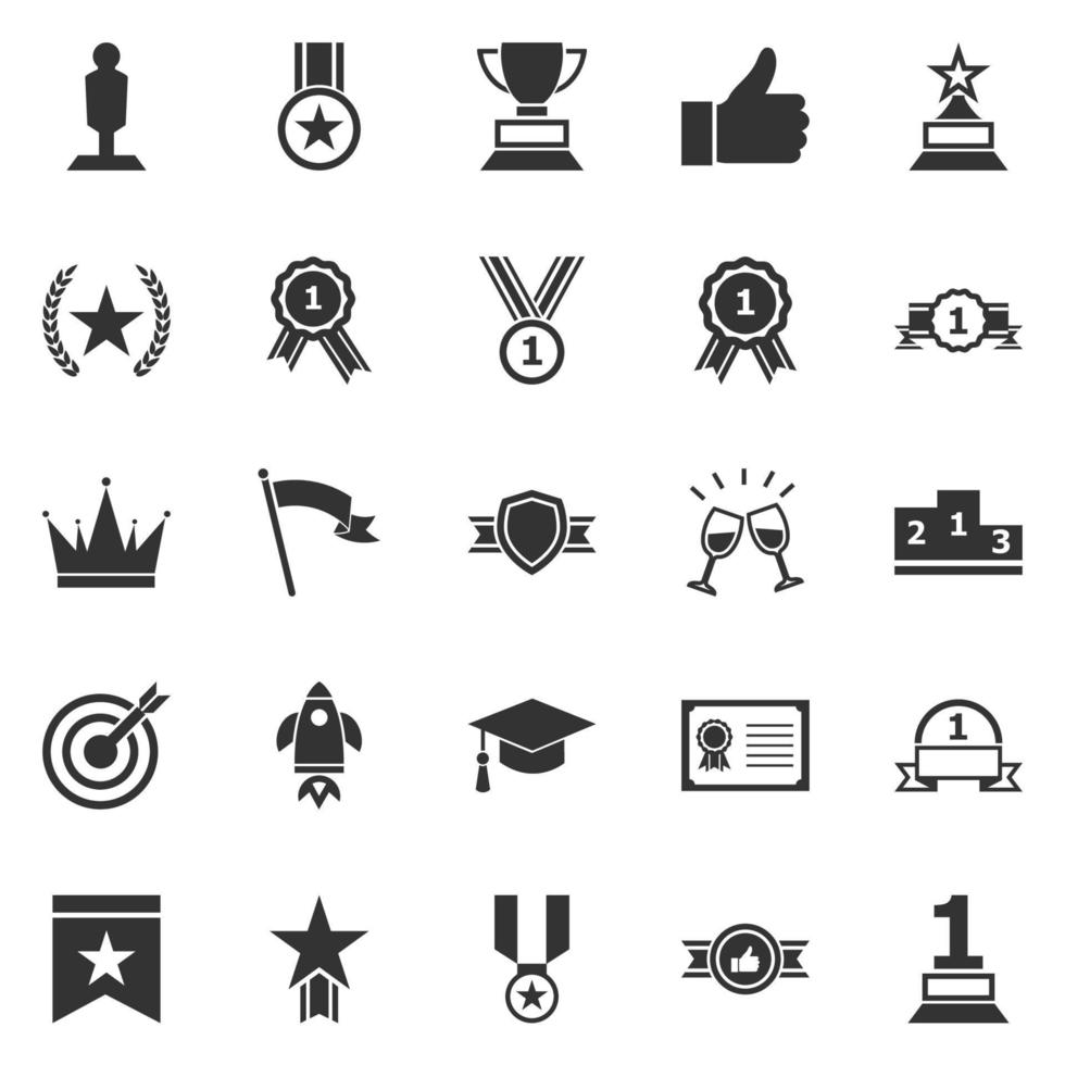 ícones de sucesso em fundo branco vetor