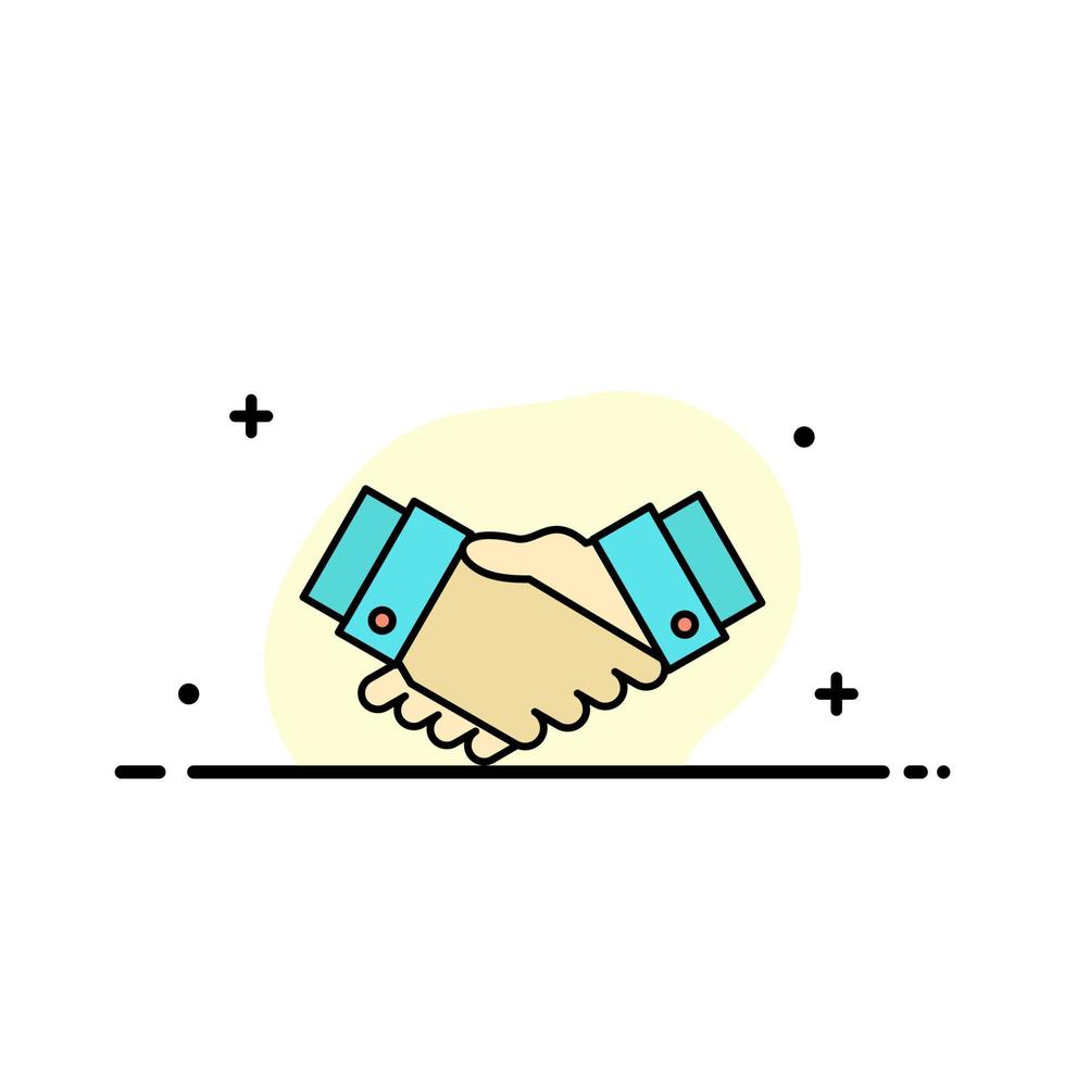 acordo acordo aperto de mão parceiro de negócios linha plana cheia modelo de banner de vetor de negócios