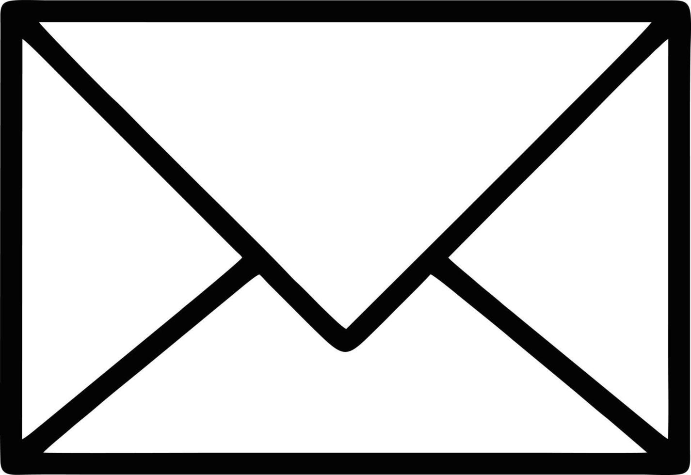 ícone de envelope em imagem vetorial preta, ilustração de envelope em preto sobre fundo branco, um design de envelope em um fundo branco vetor