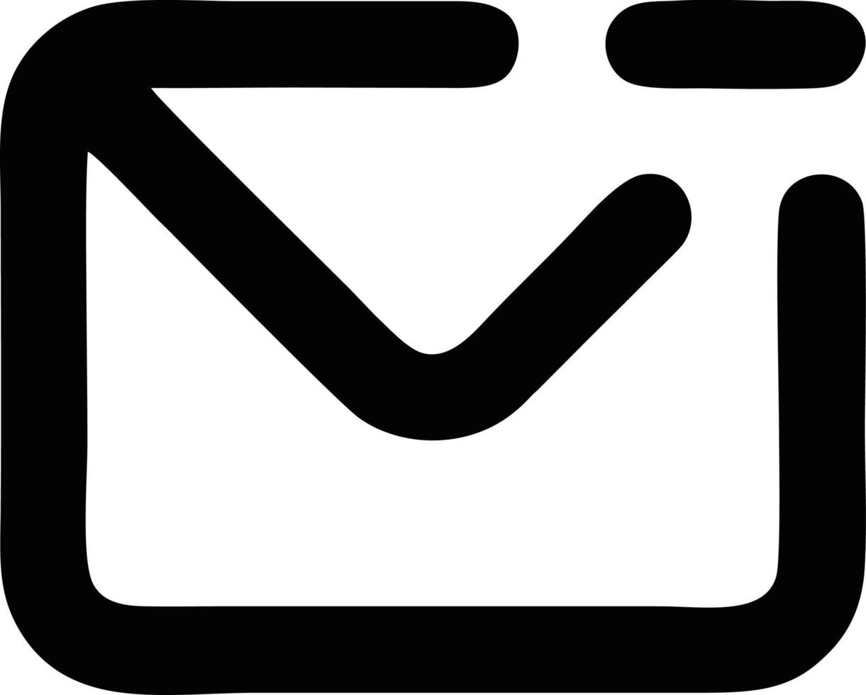 ícone de envelope em imagem vetorial preta, ilustração de envelope em preto sobre fundo branco, um design de envelope em um fundo branco vetor