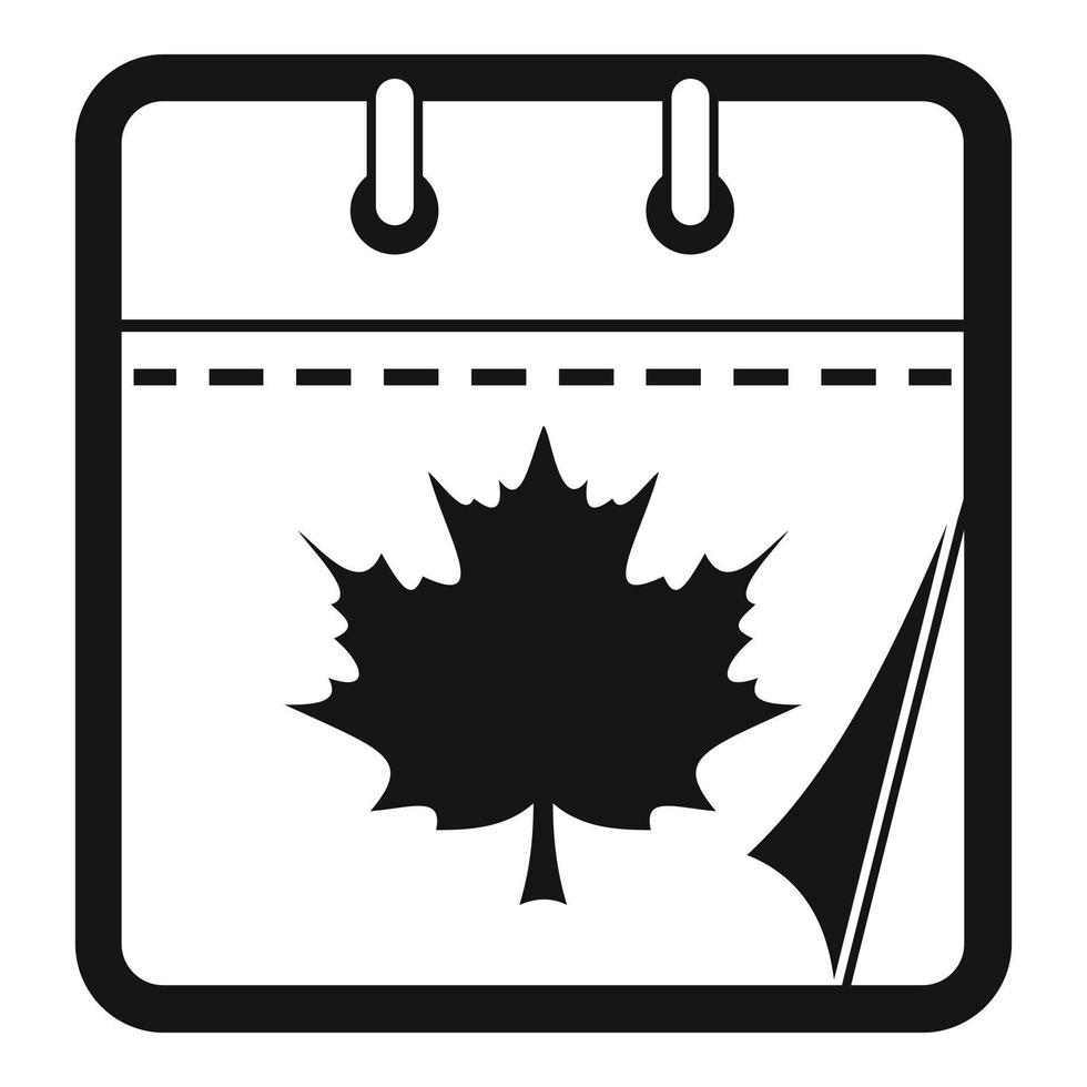 ícone de outono de calendário, estilo preto simples vetor