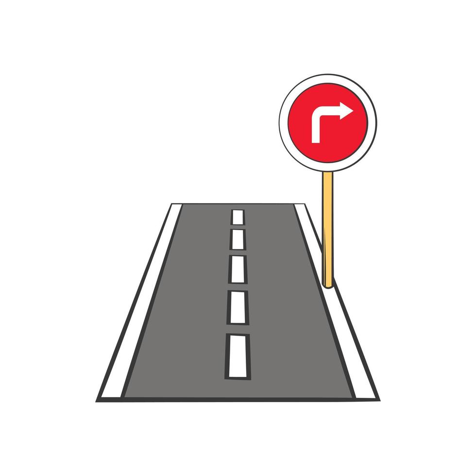 estrada e sinal de trânsito vermelho apontando o ícone certo vetor