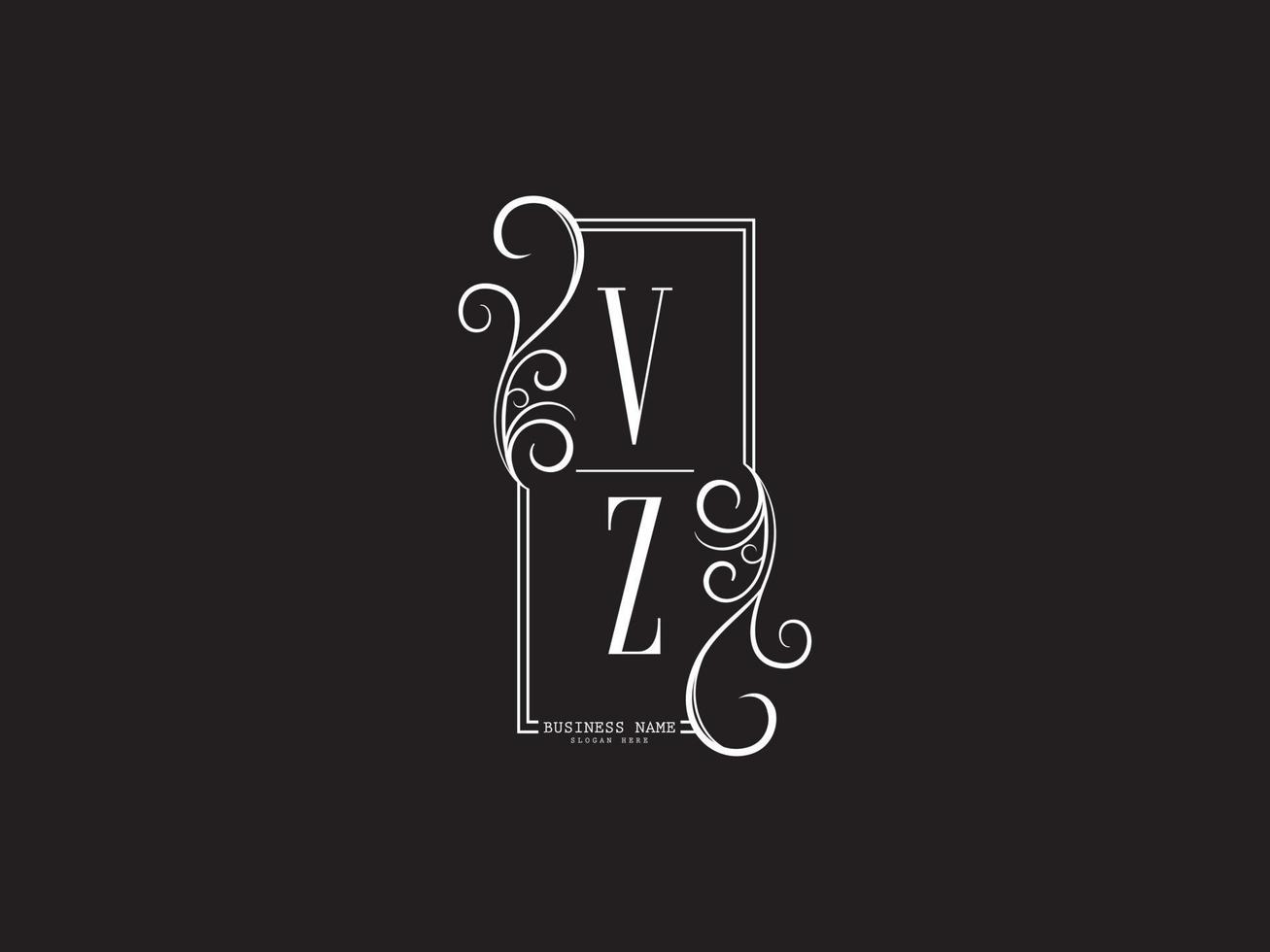 design de letra de logotipo de luxo mínimo vz vz vetor