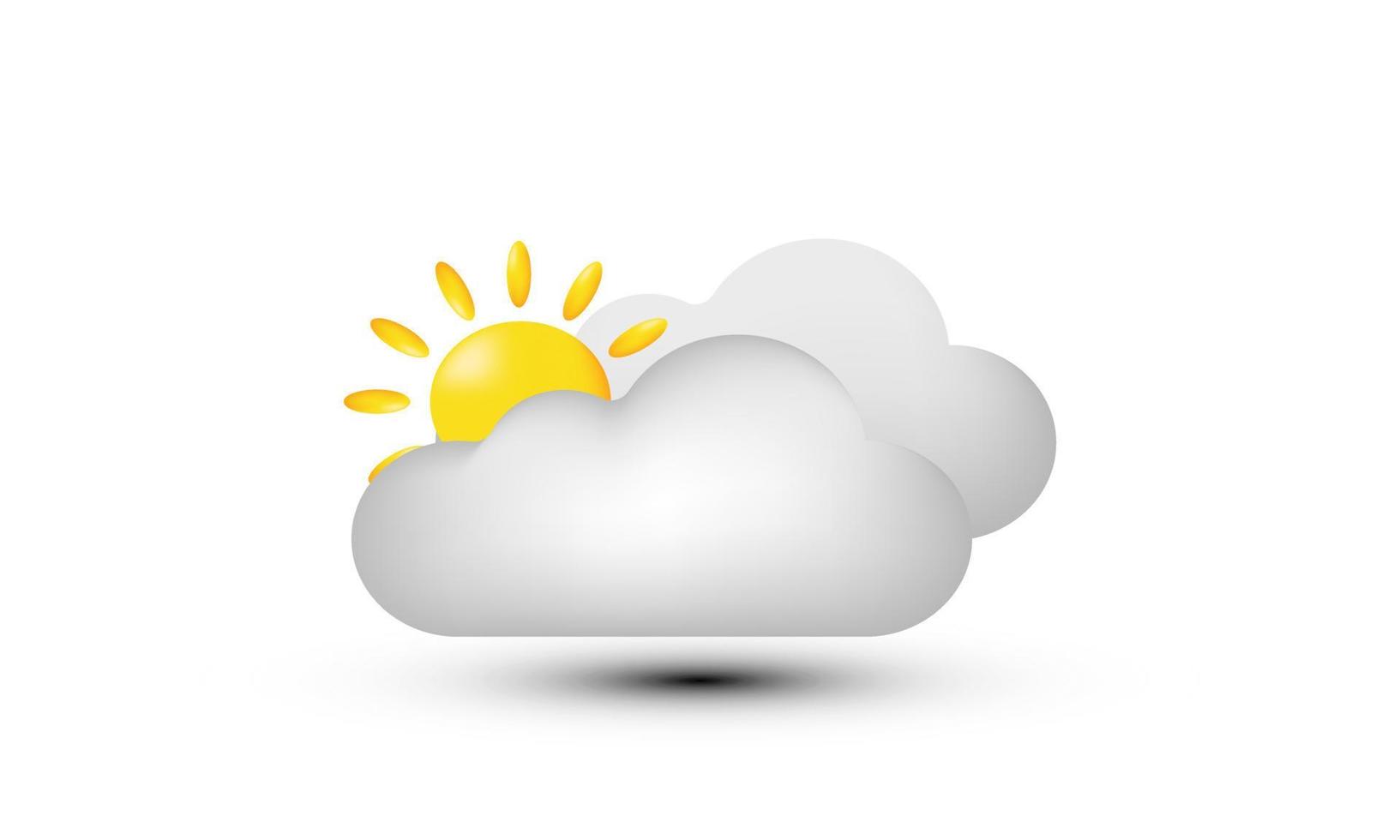 ilustração vetor de ícone criativo 3d sinal de previsão do tempo nuvem solar meteorológica isolada no fundo