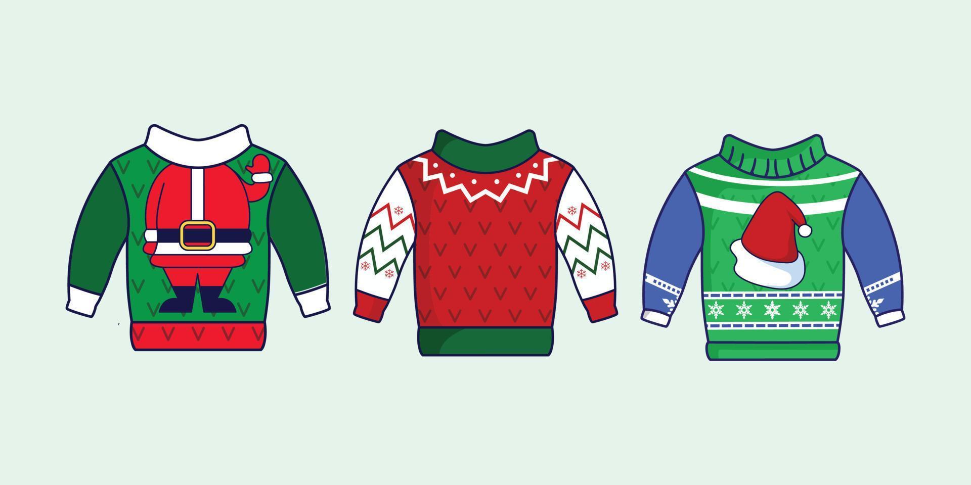 ilustração de decoração de suéter feio de feriado de natal vetor
