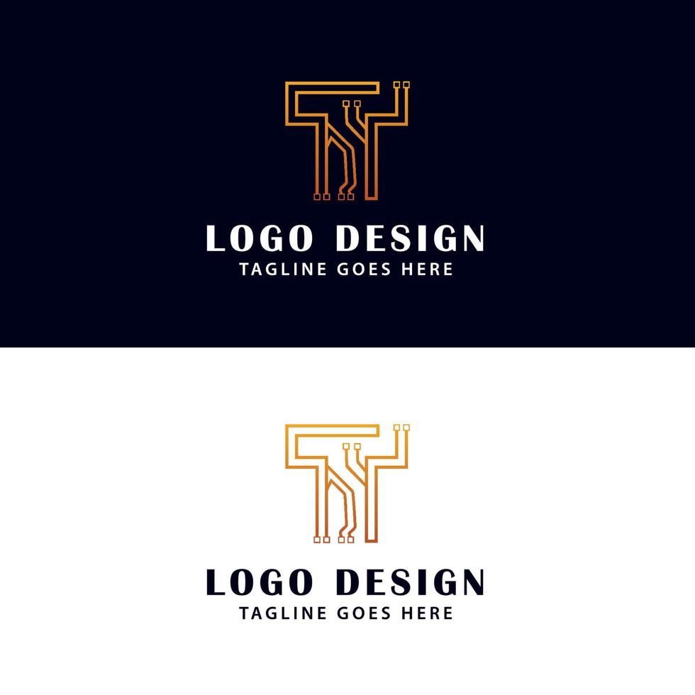 design de logotipo de tecnologia letra t vetor