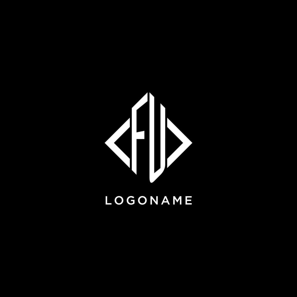 fu monograma inicial com design de logotipo em forma de losango vetor