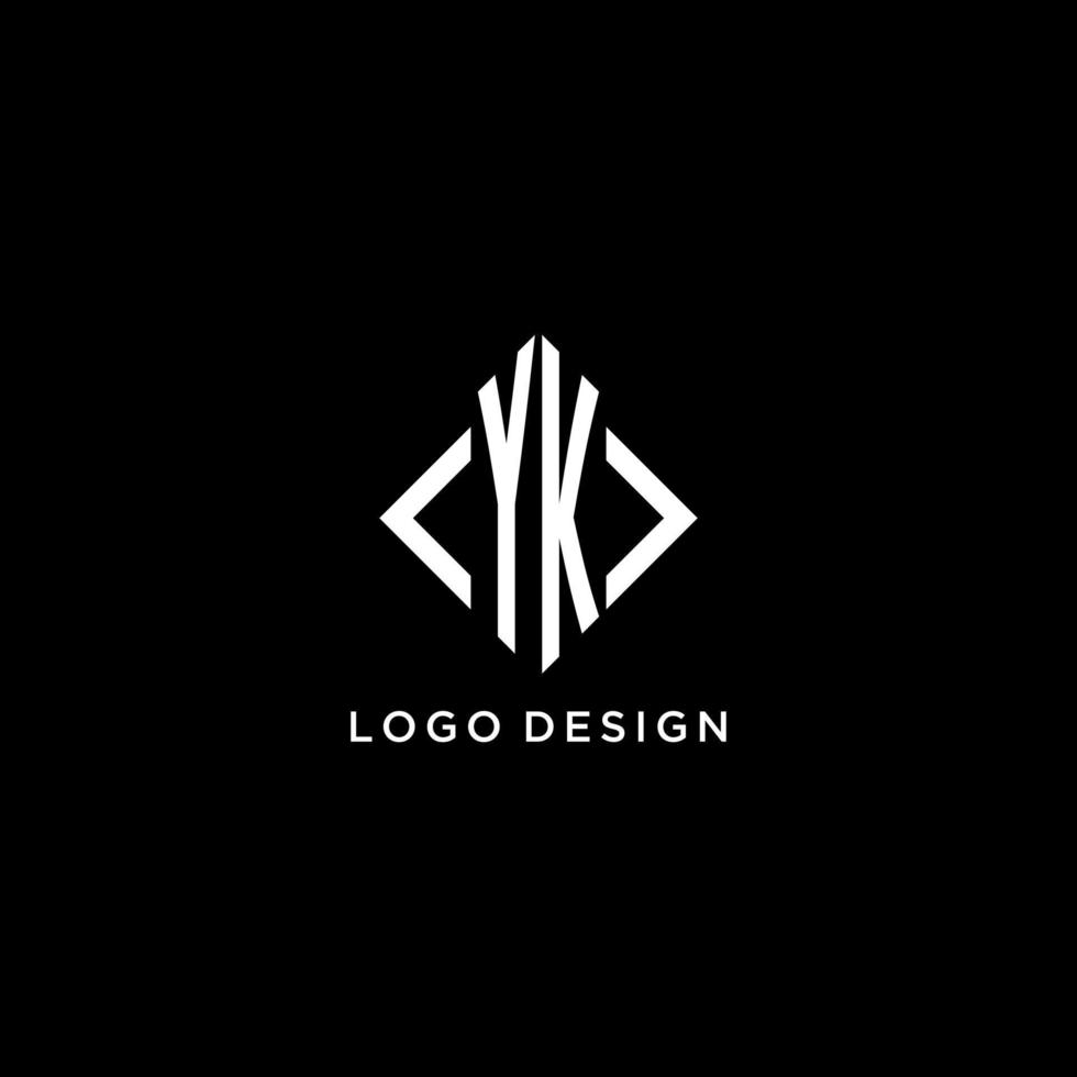 monograma inicial yk com design de logotipo em forma de losango vetor