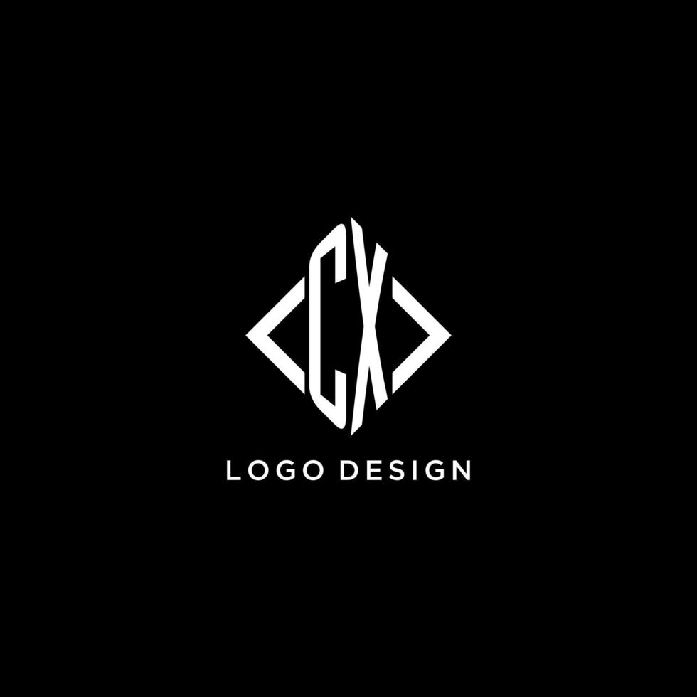 monograma inicial cx com design de logotipo em forma de losango vetor