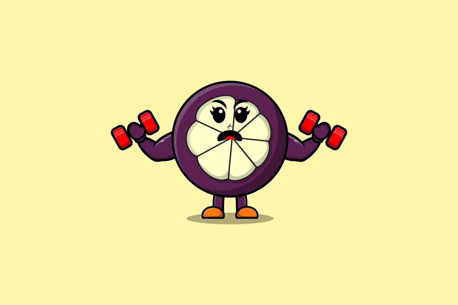 personagem de mangostão bonito dos desenhos animados é fitness vetor