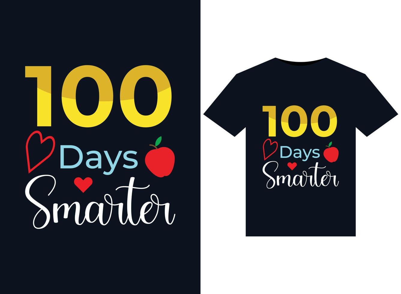 Ilustrações 100 dias mais inteligentes para design de camisetas prontas para impressão vetor