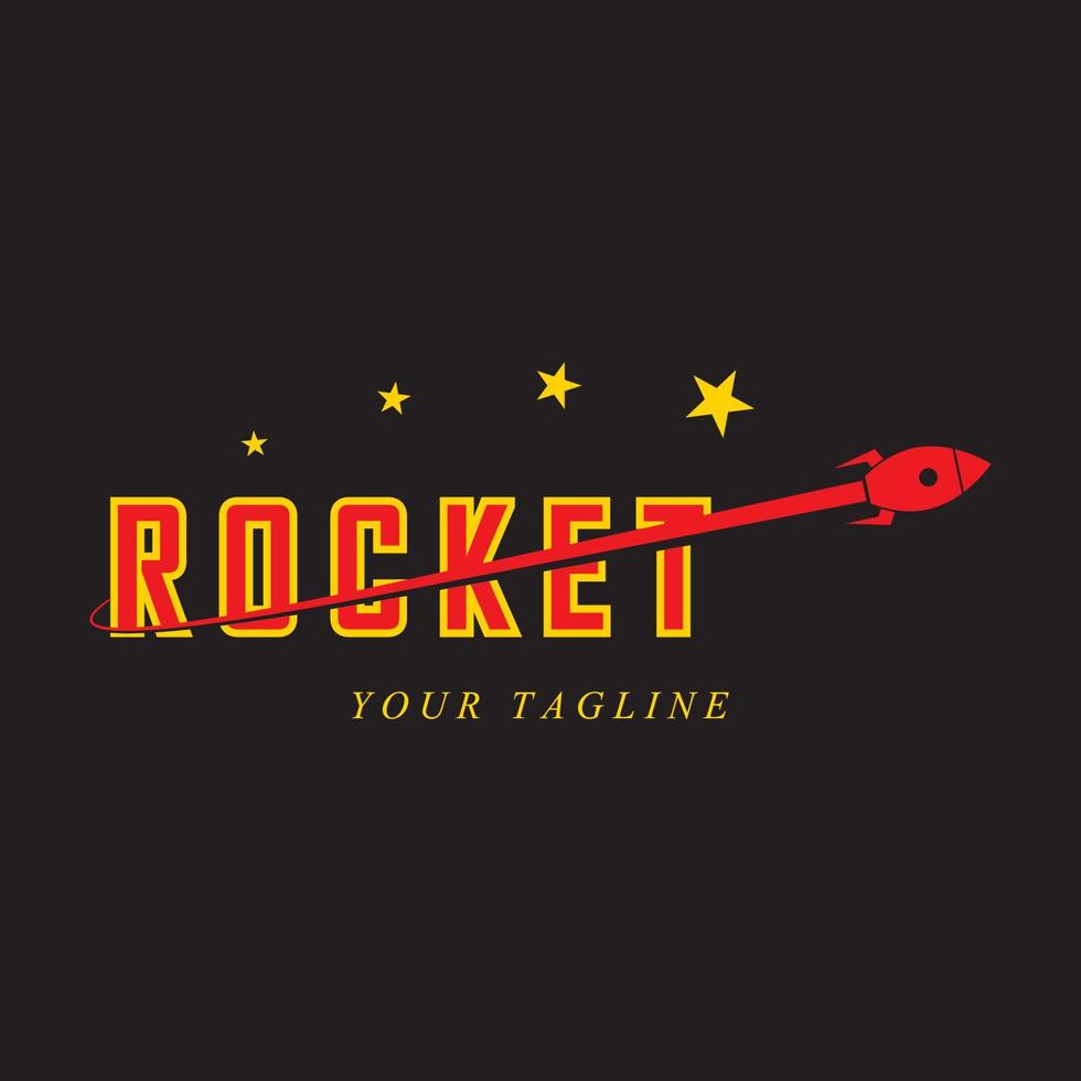 logotipo do foguete espacial e vetor com modelo de slogan