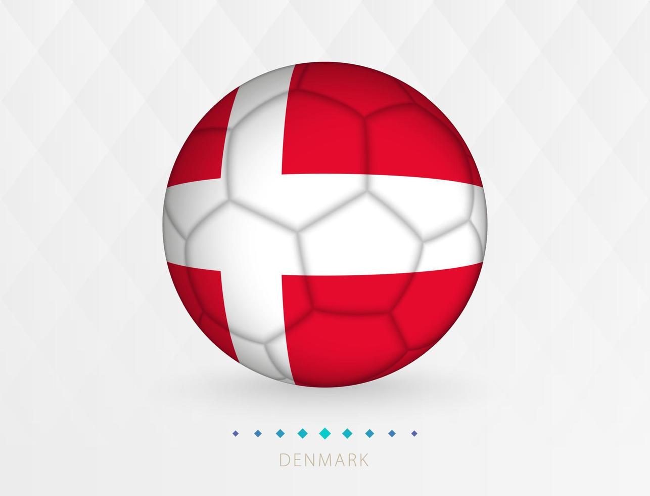 bola de futebol com padrão de bandeira da Dinamarca, bola de futebol com a bandeira da seleção da Dinamarca. vetor