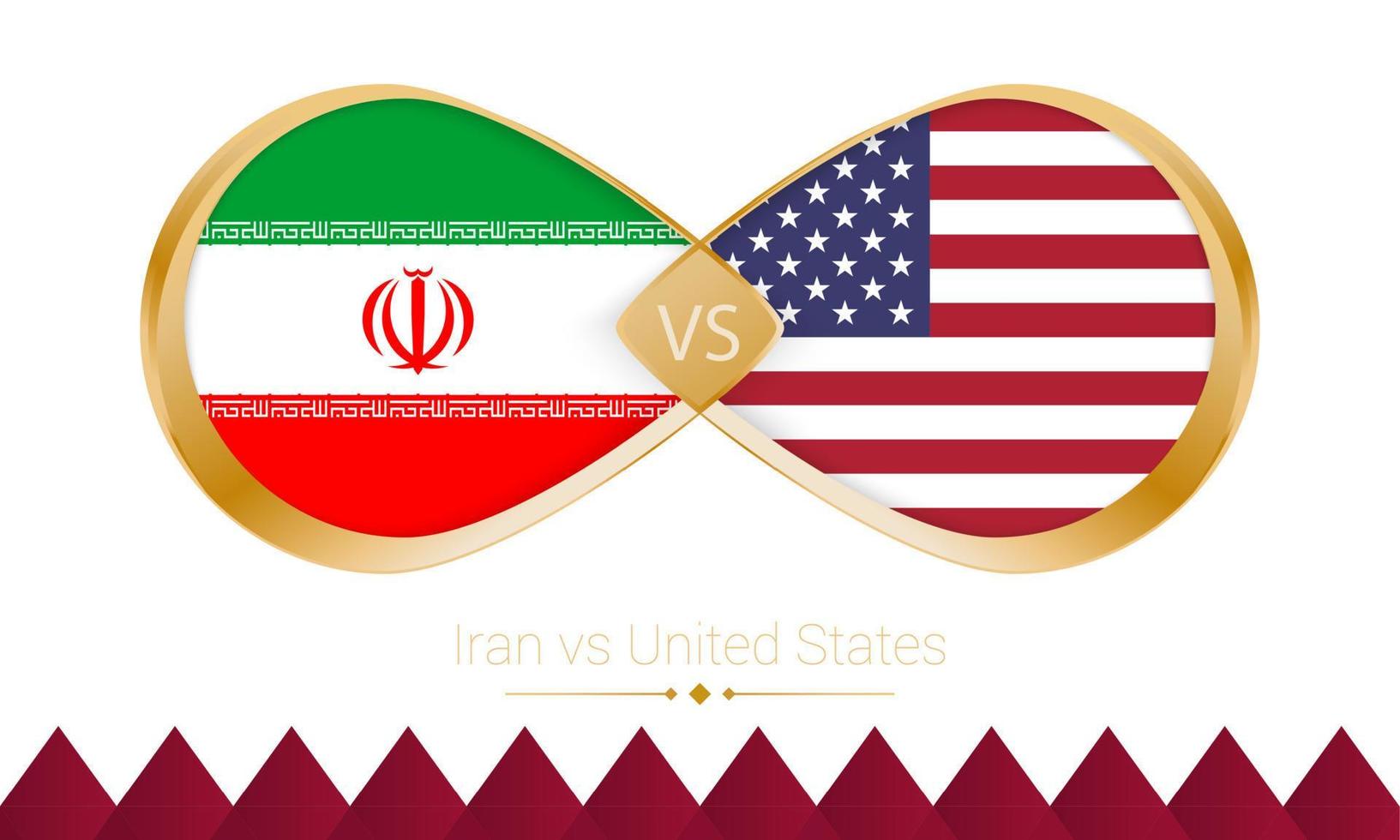 ícone dourado do Irã contra os Estados Unidos para a partida de futebol 2022. vetor
