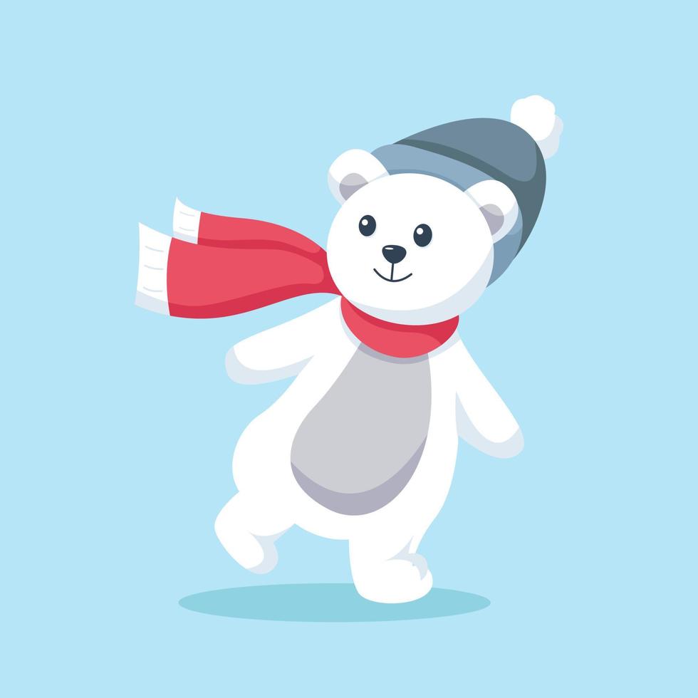 fofo urso polar na ilustração de design de personagens de inverno vetor