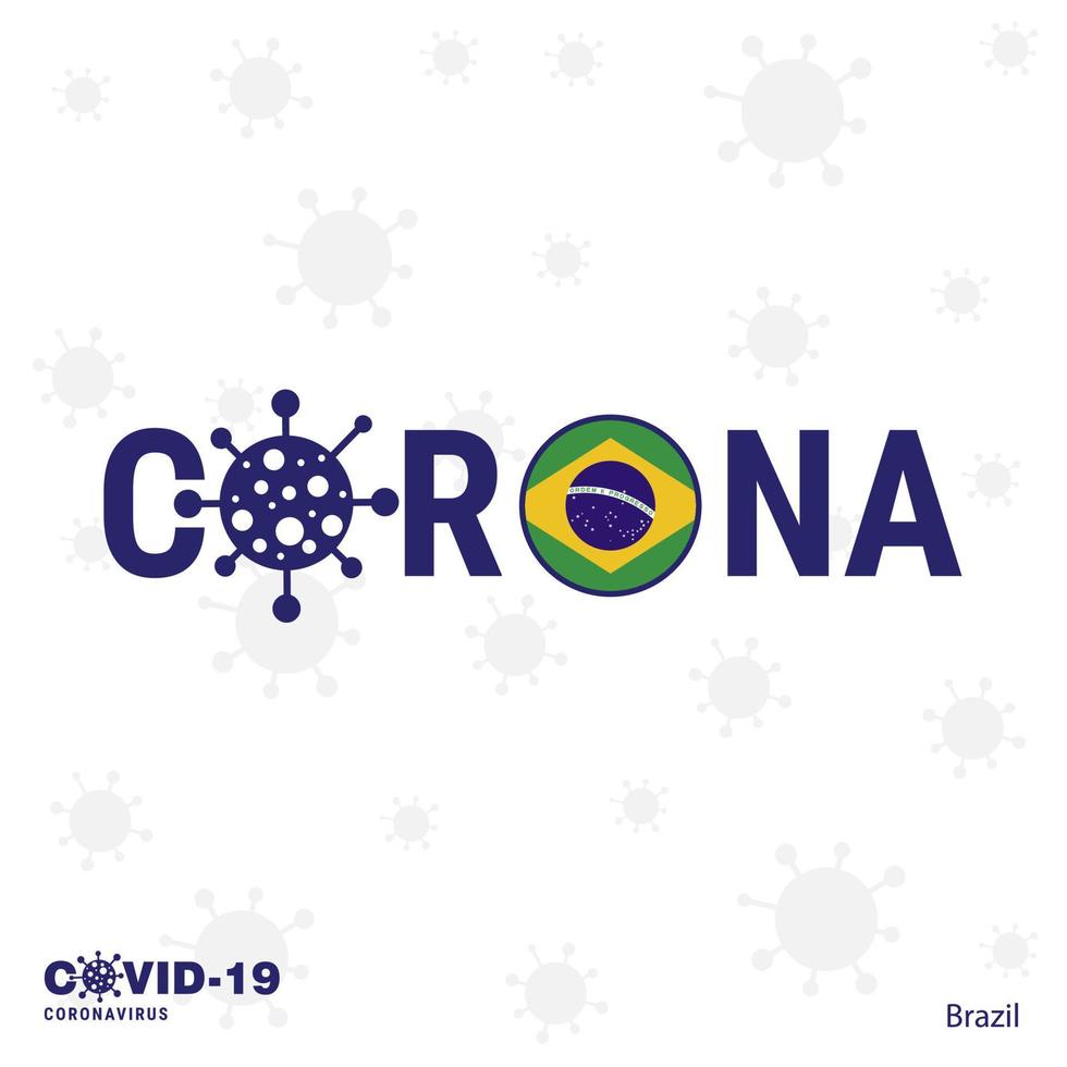 brasil coronavírus tipografia covid19 bandeira do país fique em casa fique saudável cuide de sua própria saúde vetor