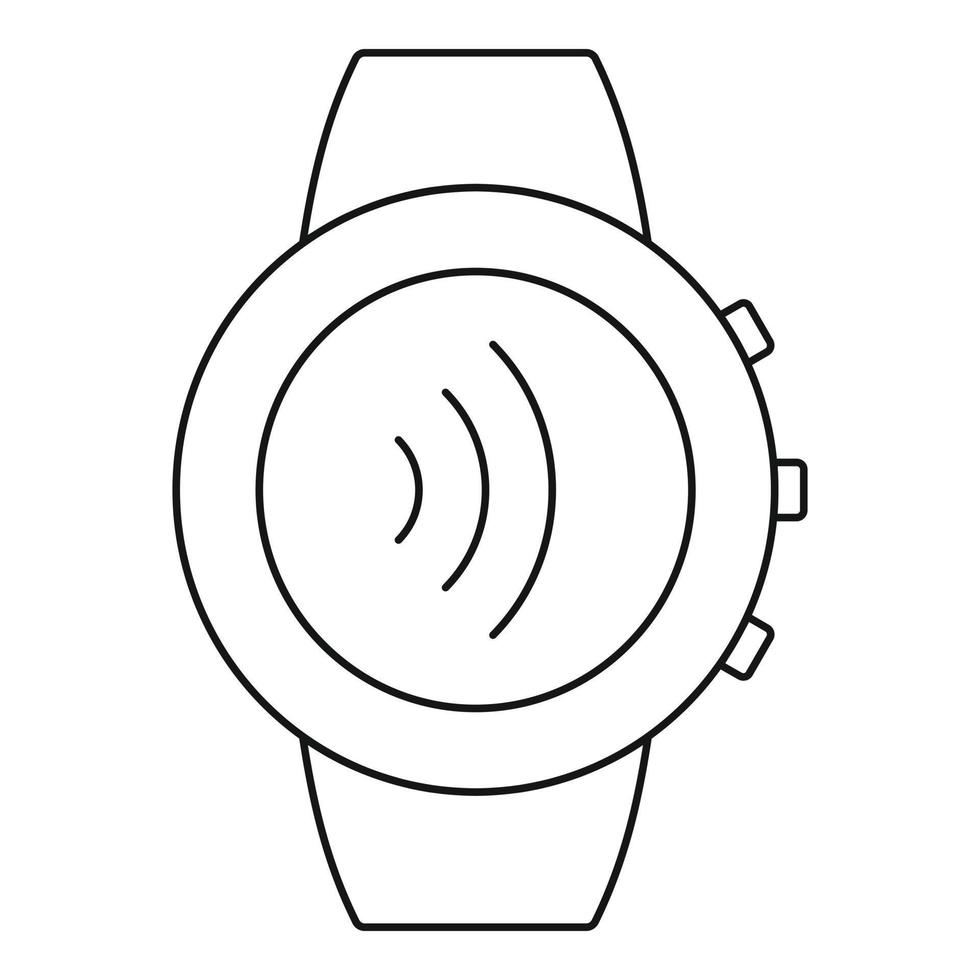 ícone de smartwatch redondo, estilo de estrutura de tópicos vetor