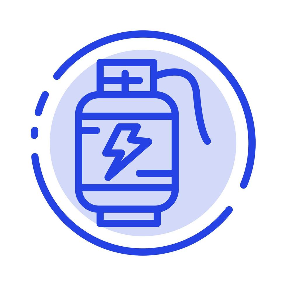 ícone da linha pontilhada azul da carga da bateria do acumulador vetor