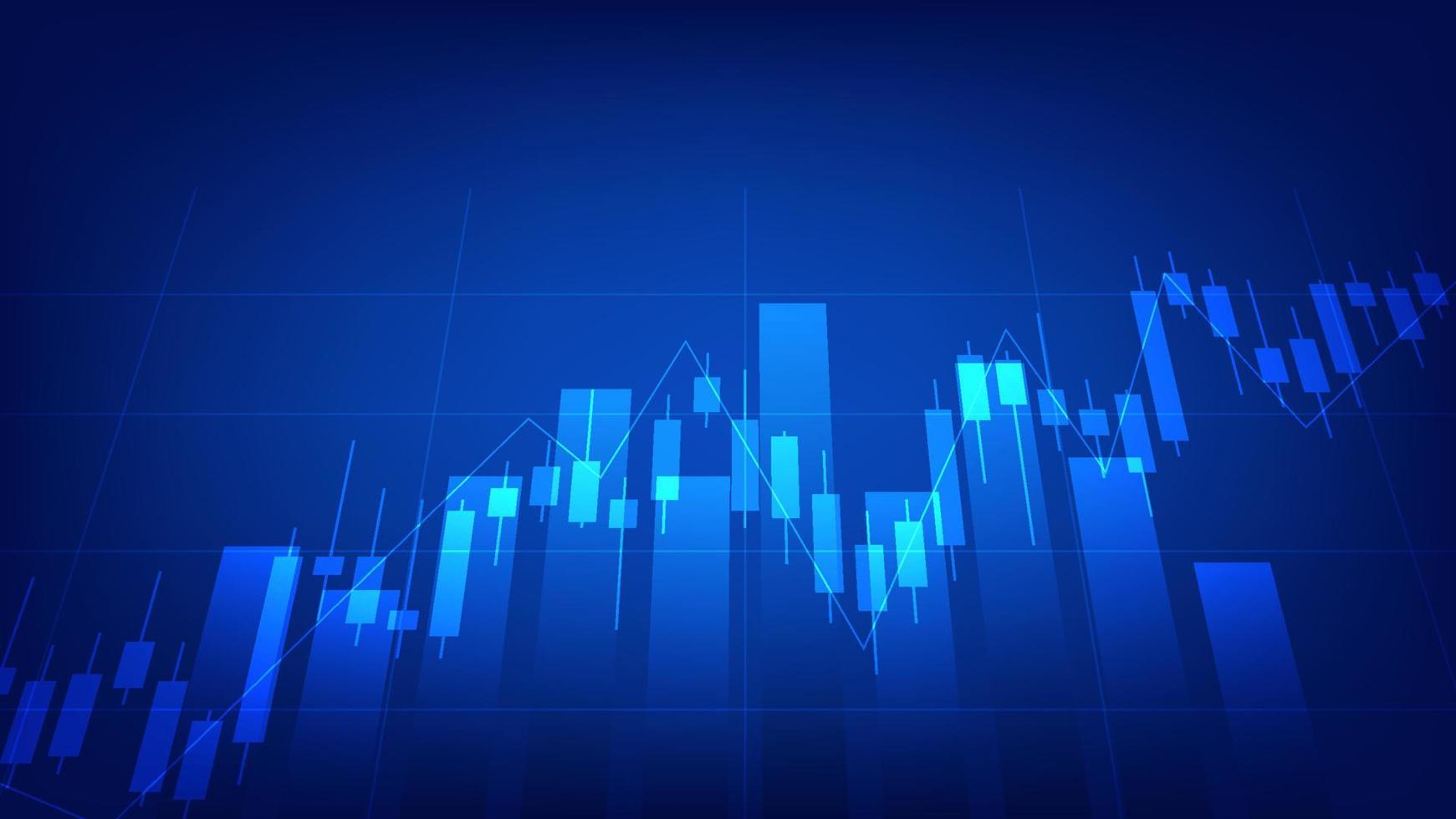 fundo de economia e finanças. estatísticas de negócios financeiros com castiçais e gráfico de barras vetor