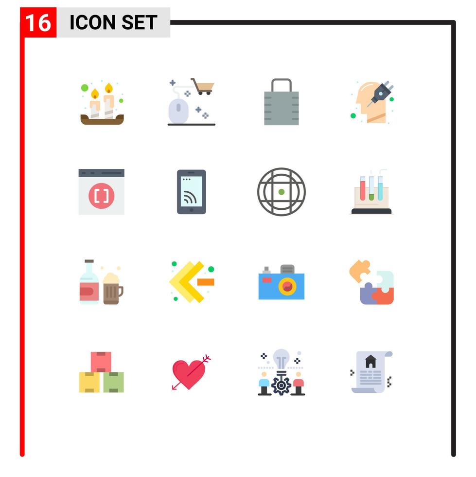 pacote de interface de usuário de 16 cores planas básicas de plug-in mind shopping pacote editável de segurança humana de elementos de design de vetores criativos