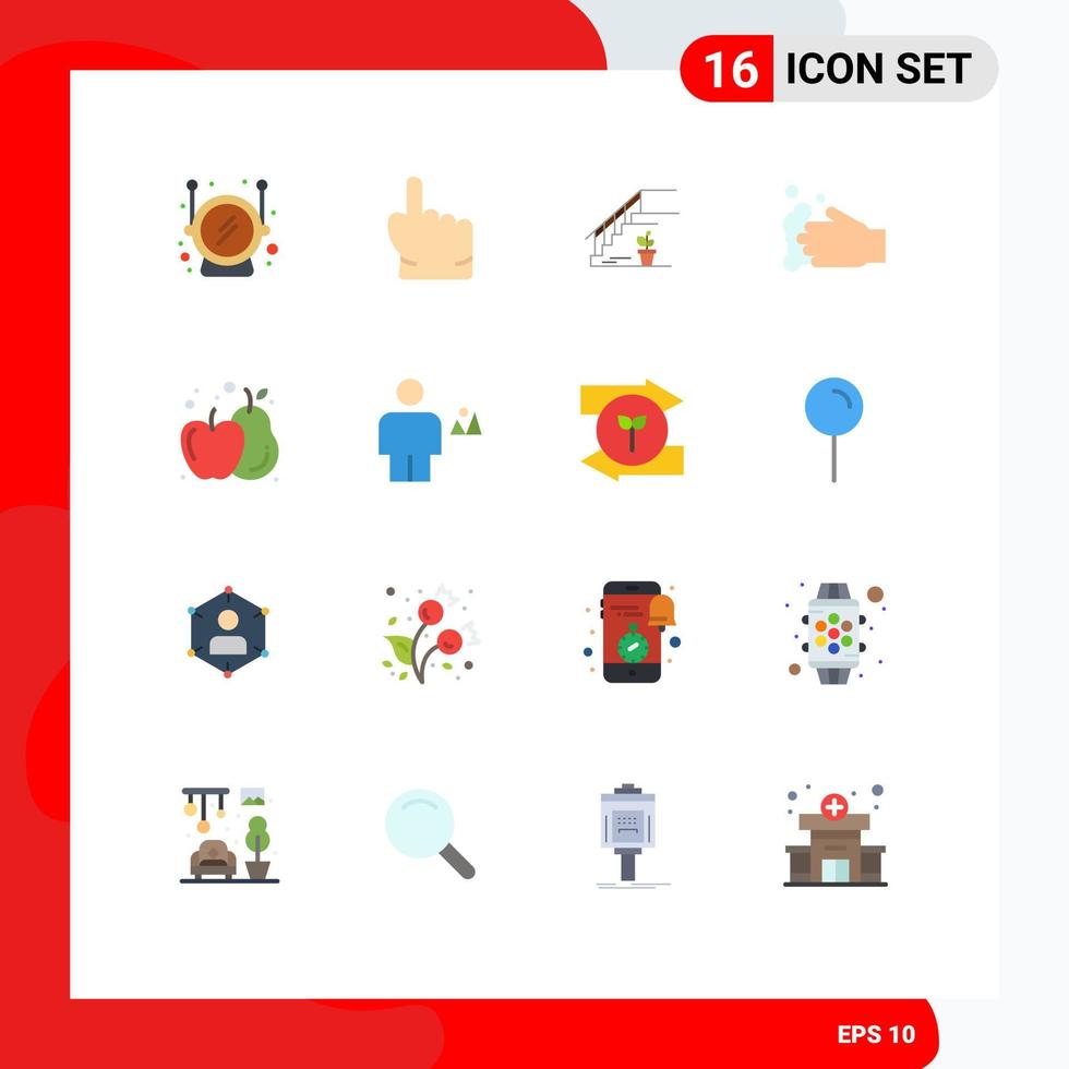 conjunto de 16 sinais de símbolos de ícones de interface do usuário modernos para lavagem de alimentos no andar de cima sabão limpeza pacote editável de elementos de design de vetores criativos