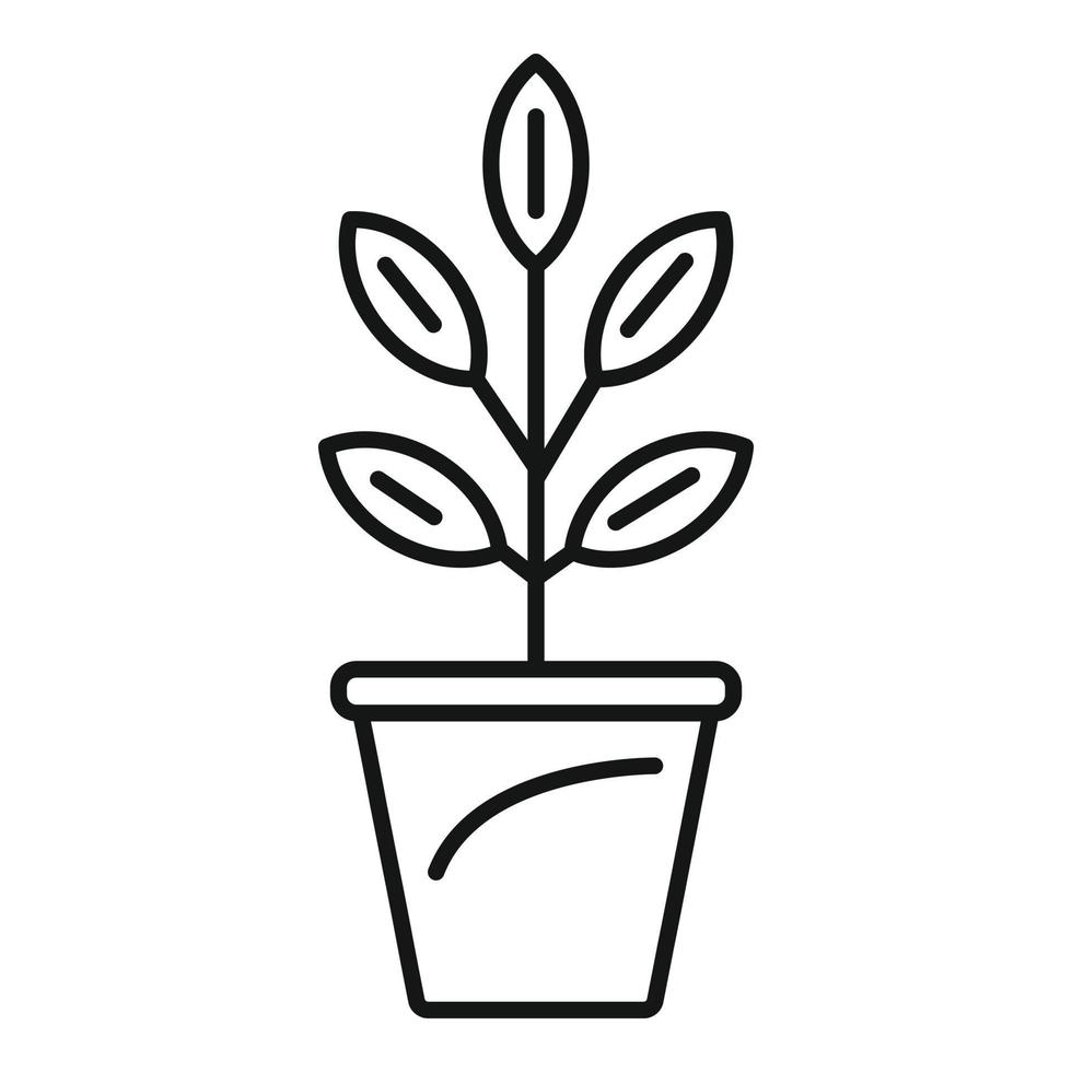 ícone de vaso de planta de pimenta, estilo de estrutura de tópicos vetor