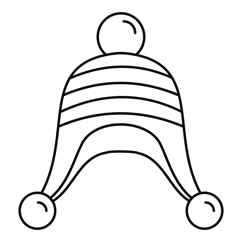 ícone de chapéu frio de inverno, estilo de estrutura de tópicos vetor