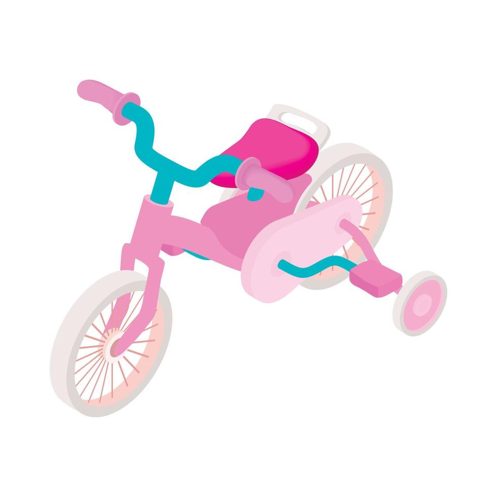 ícone triciclo rosa, estilo cartoon vetor