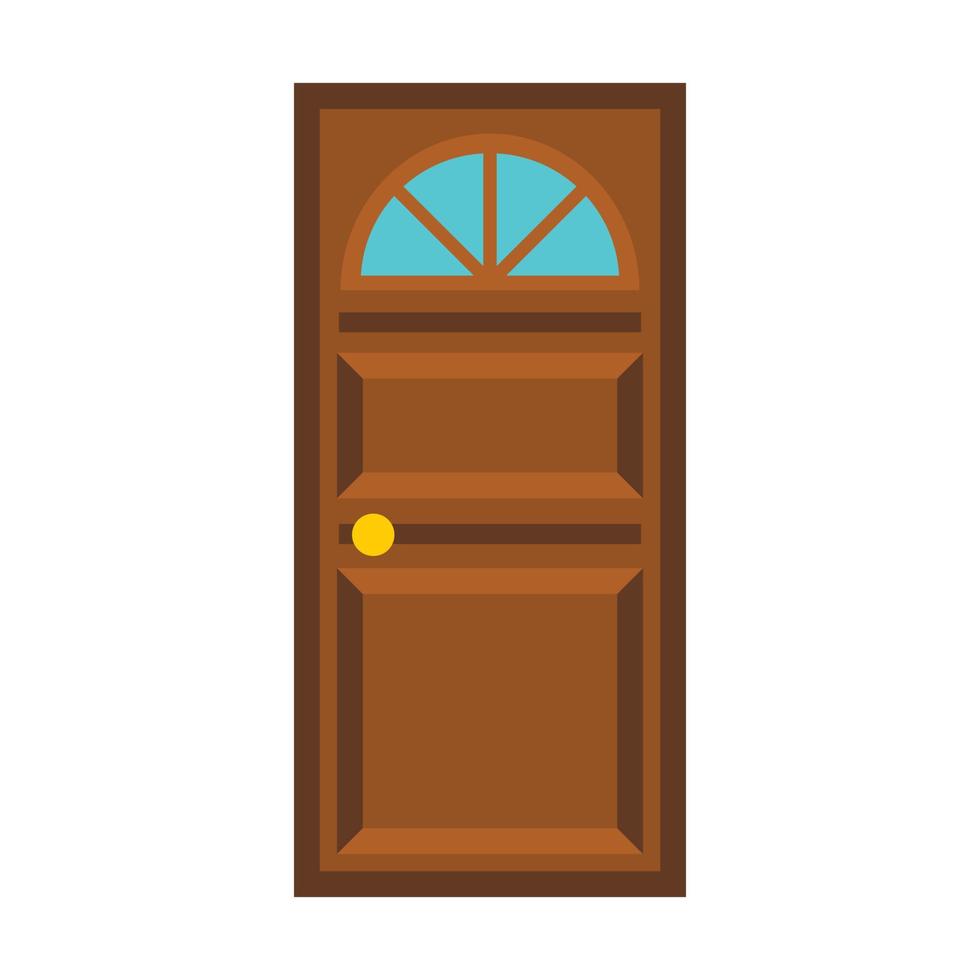porta de madeira com ícone de vidro arqueado, estilo simples vetor