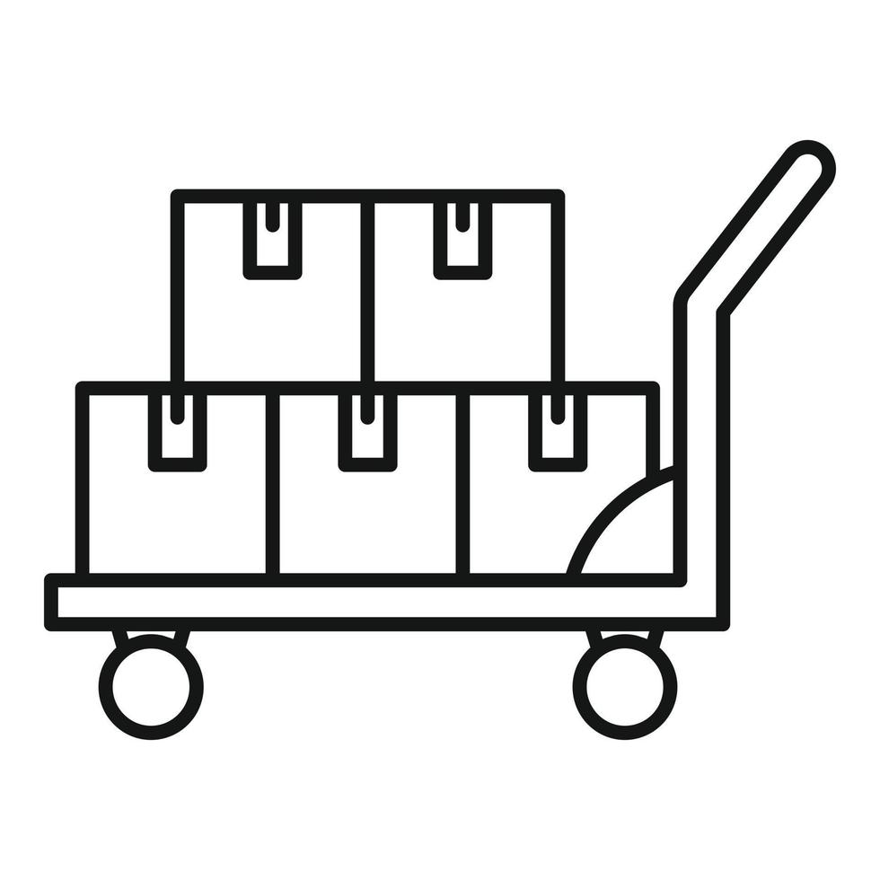 ícone de carrinho de caixa de entrega, estilo de estrutura de tópicos vetor