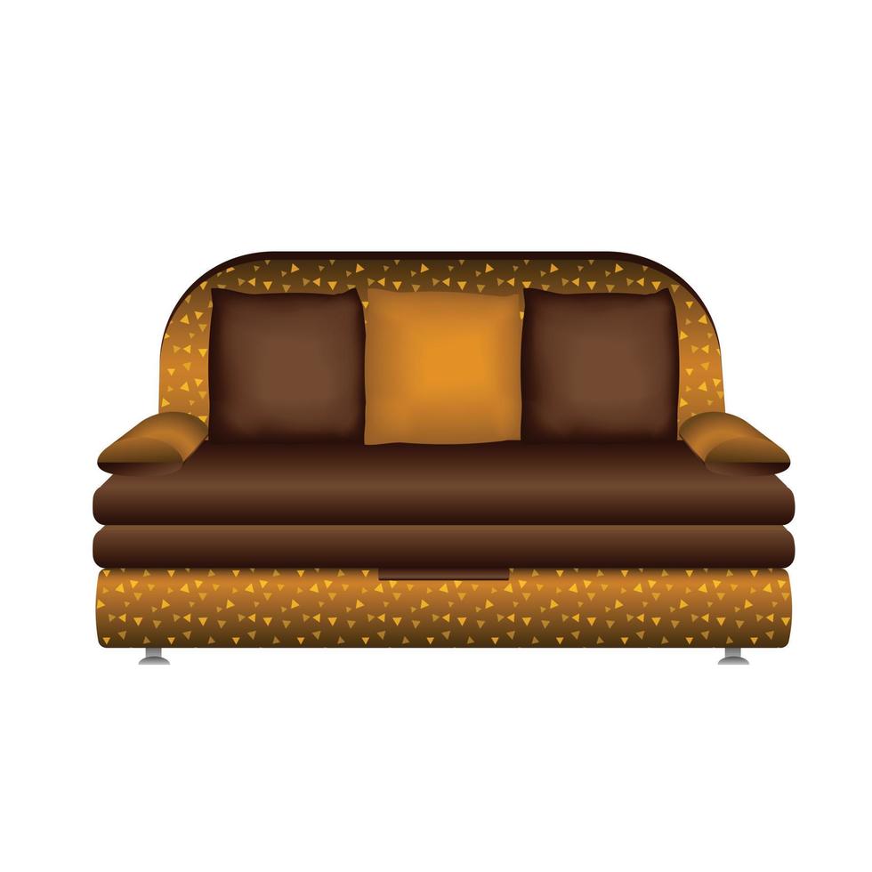 ícone do sofá de couro, estilo cartoon vetor