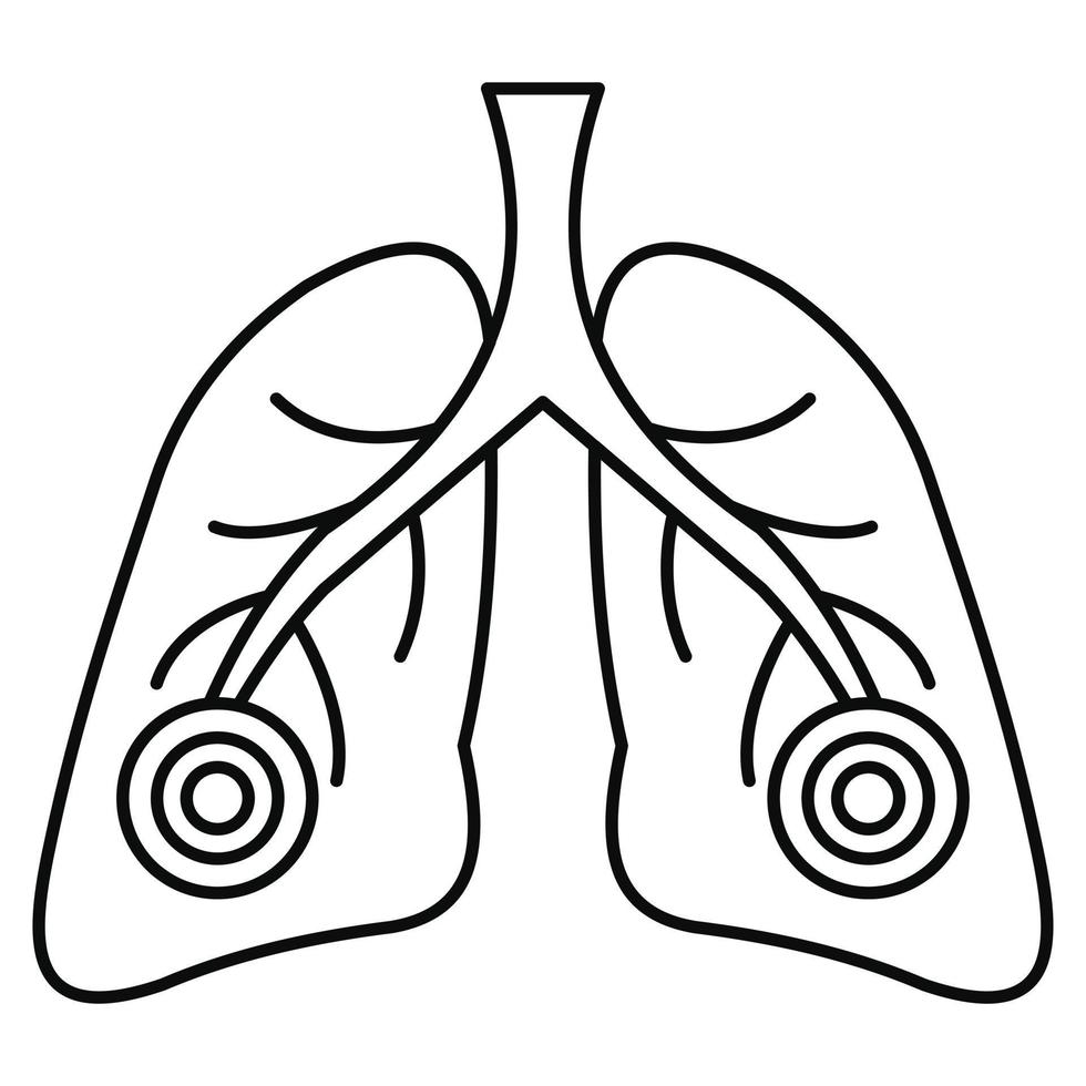 ícone de pulmões de pneumonia, estilo de estrutura de tópicos vetor