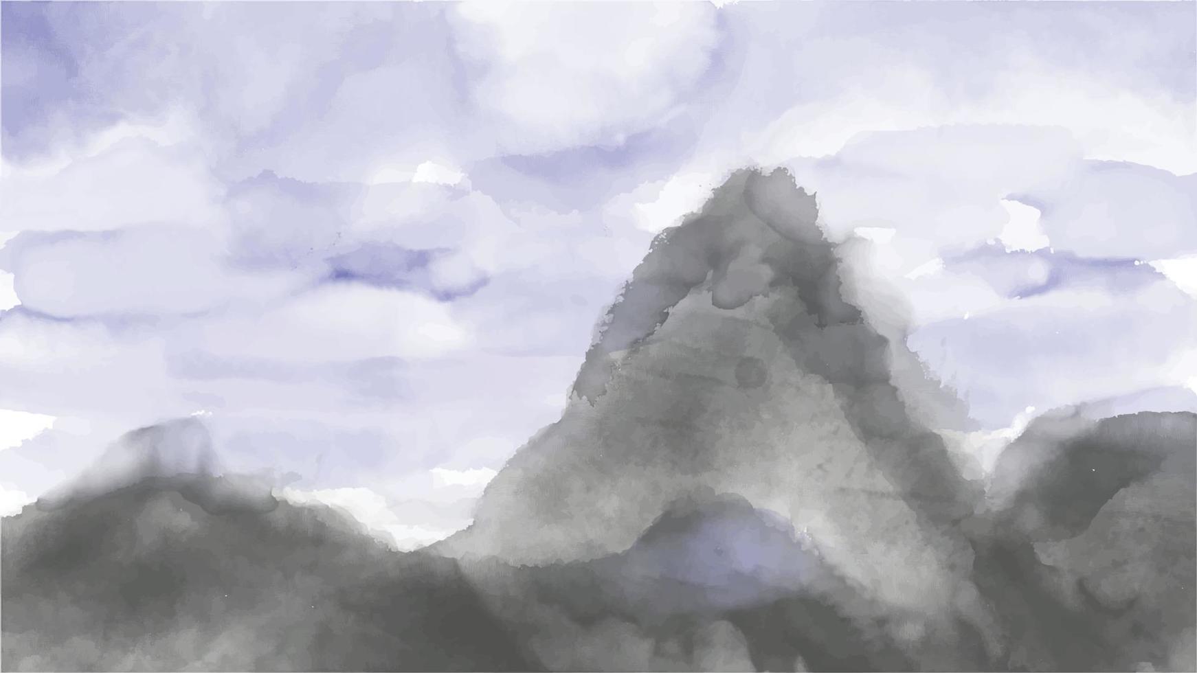 papel de parede de colina de montanha negra aquarela vetor