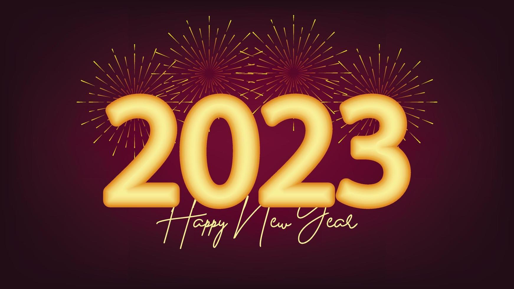 cartão de feliz ano novo de 2023 com fundo colorido vetor