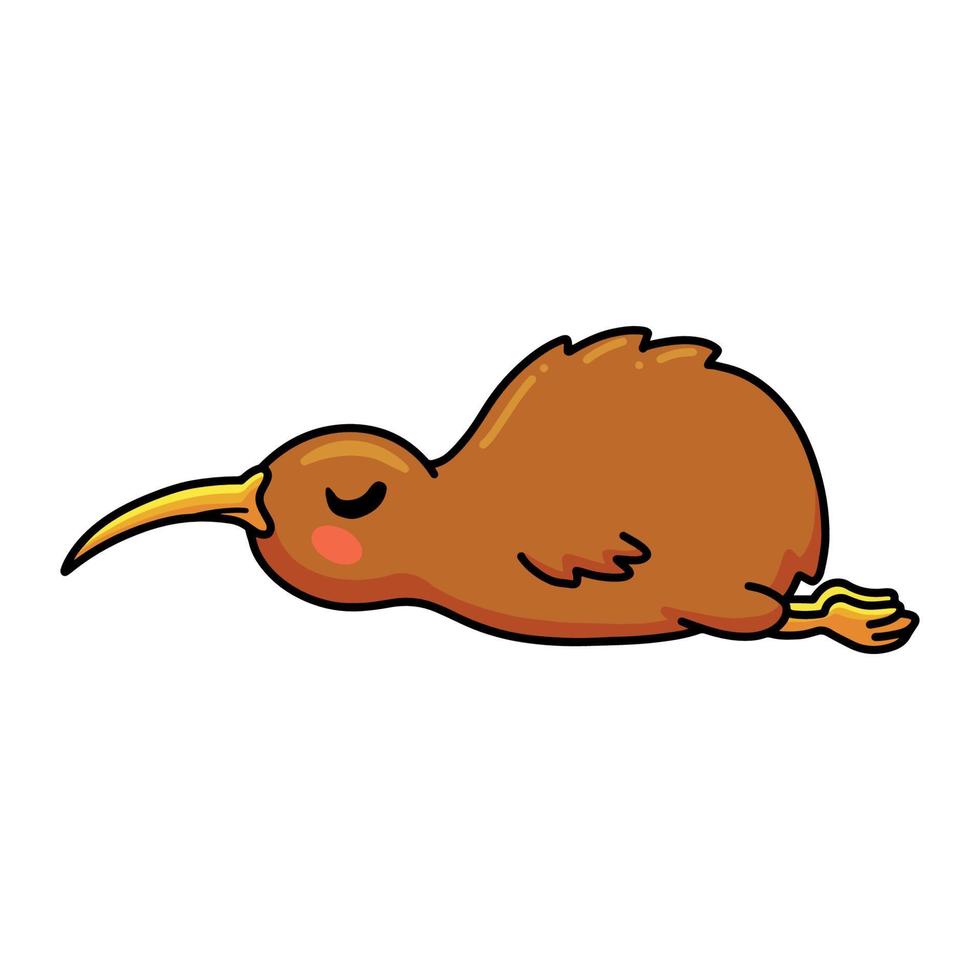 desenho animado de pássaro kiwi bonitinho dormindo vetor