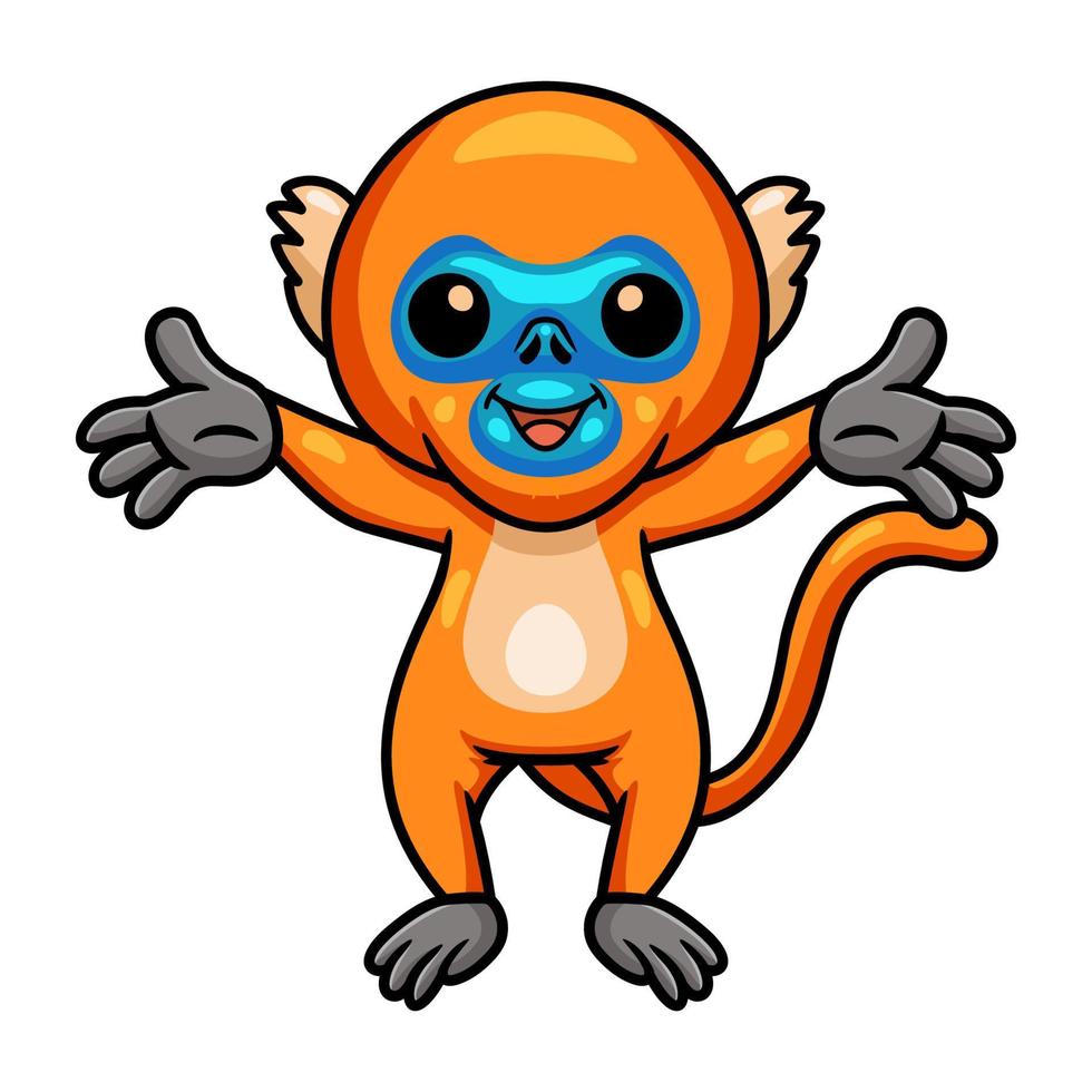 desenho de macaco dourado bonitinho levantando as mãos vetor