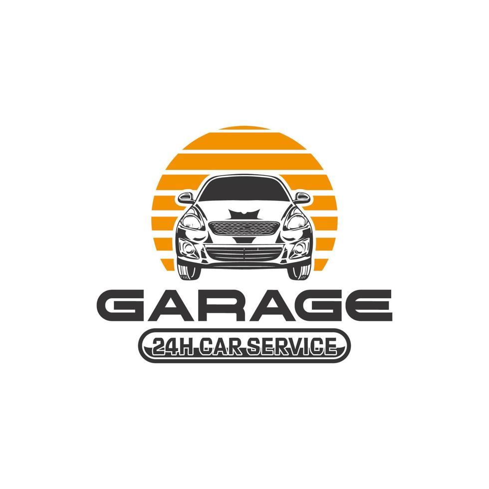 modelo de design de logotipo de serviço e reparo de carro de garagem vetor