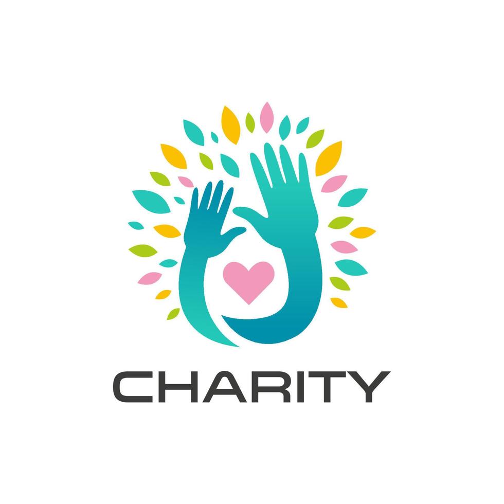 modelo de design de logotipo de caridade de amor de mão vetor