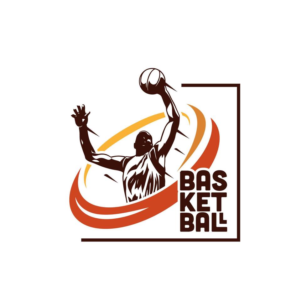 ilustração de design de logotipo de basquete afundanço. modelo de design de logotipo de campeonato de basquete vetor