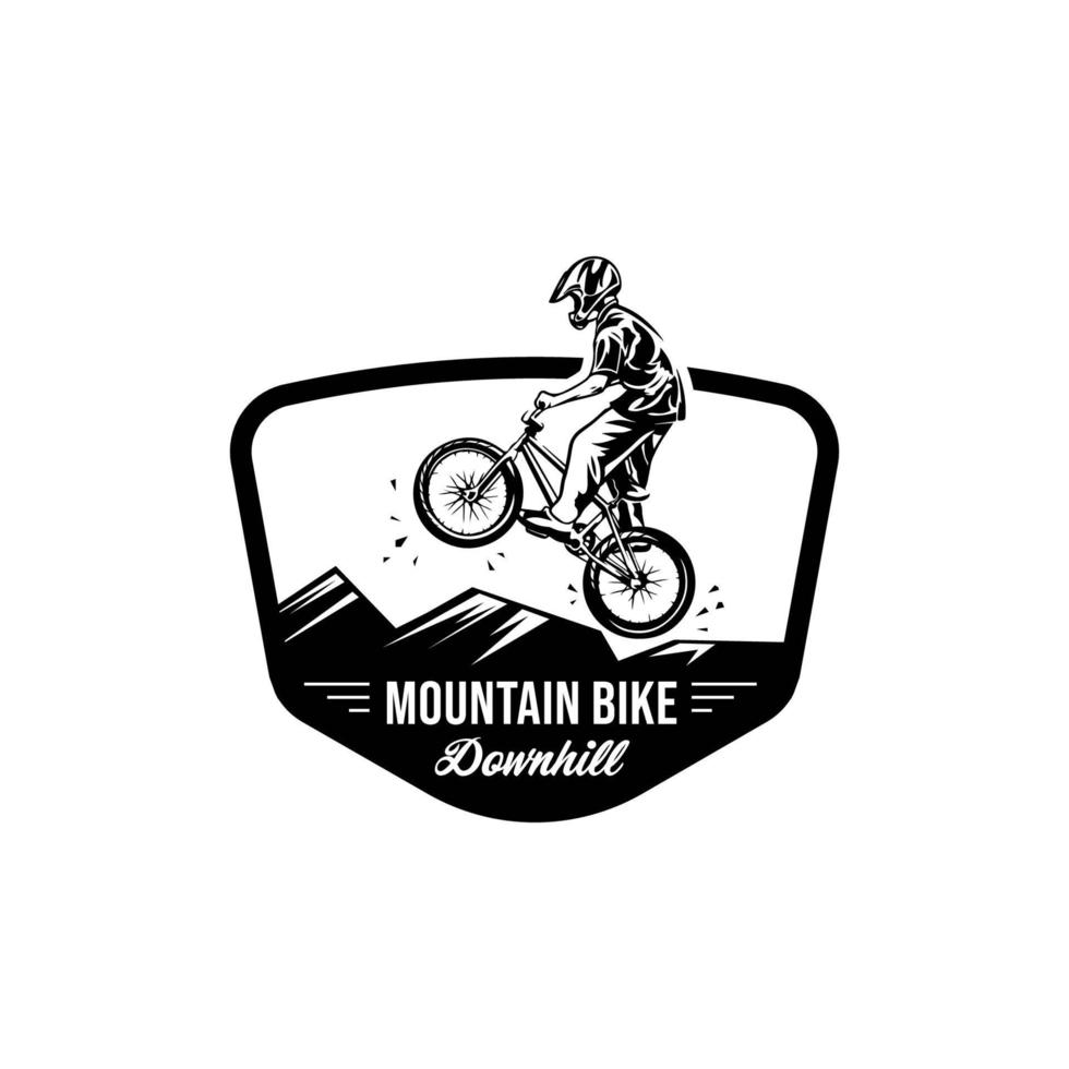 modelo de design de logotipo de bicicleta em declive de mountain bike vetor