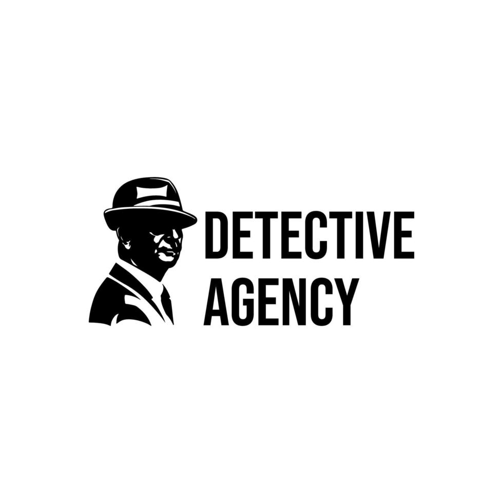 logotipo da agência de detetives. homem misterioso com logotipo de chapéu. modelo de design de logotipo de homem anônimo vetor