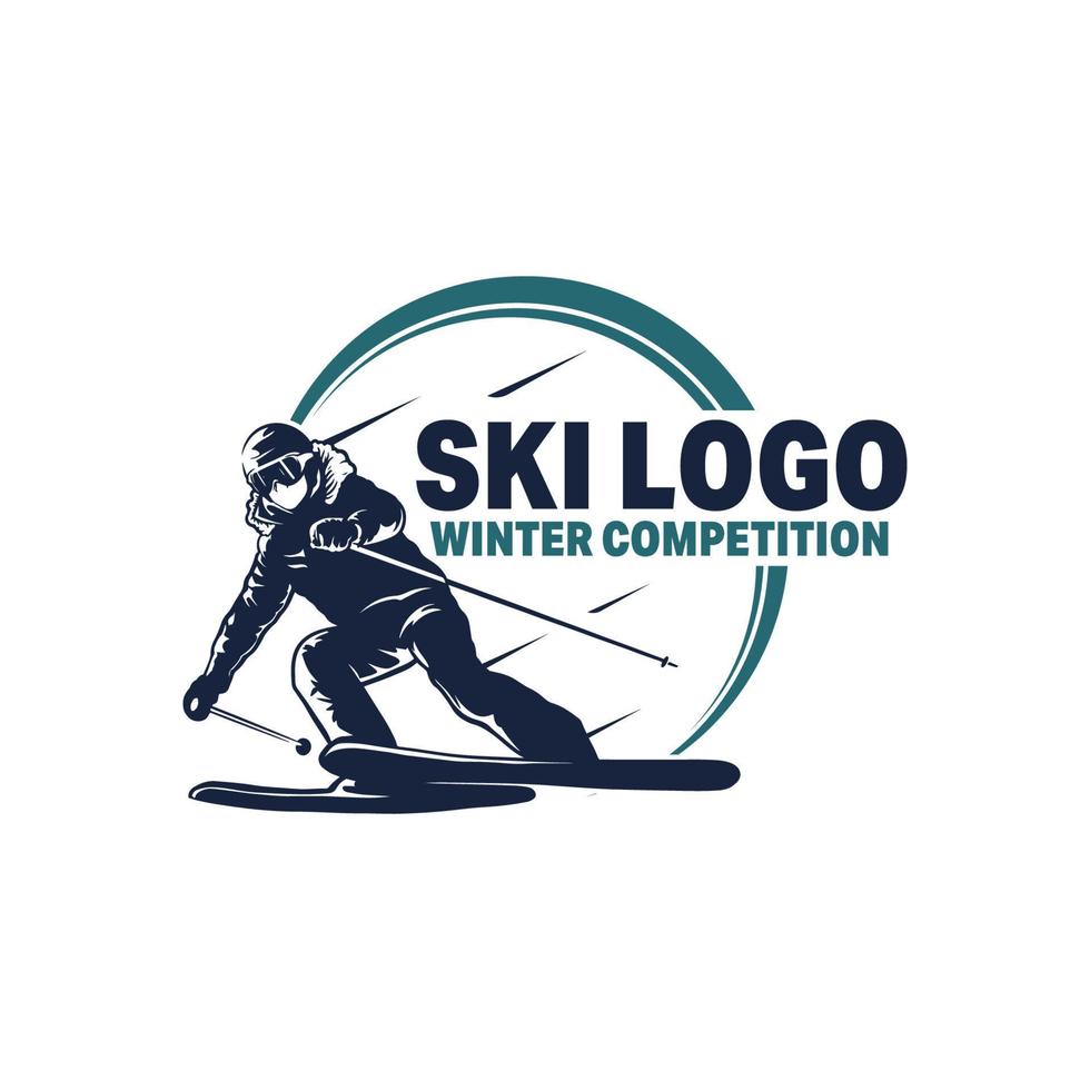 logotipo de esqui de montanha. modelo de design de logotipo de esporte de inverno extremo vetor