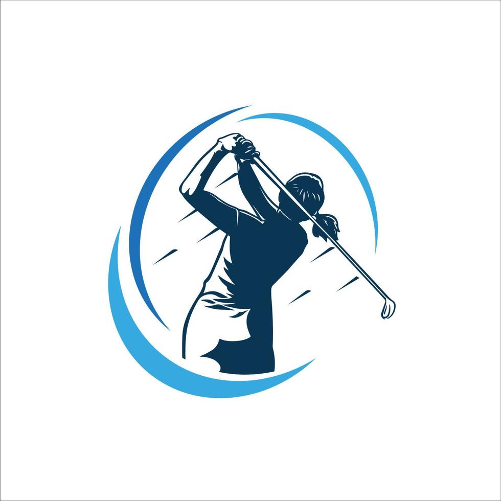 logotipo do clube de golfe de mulher. modelo de design de logotipo de treinamento de golfe vetor